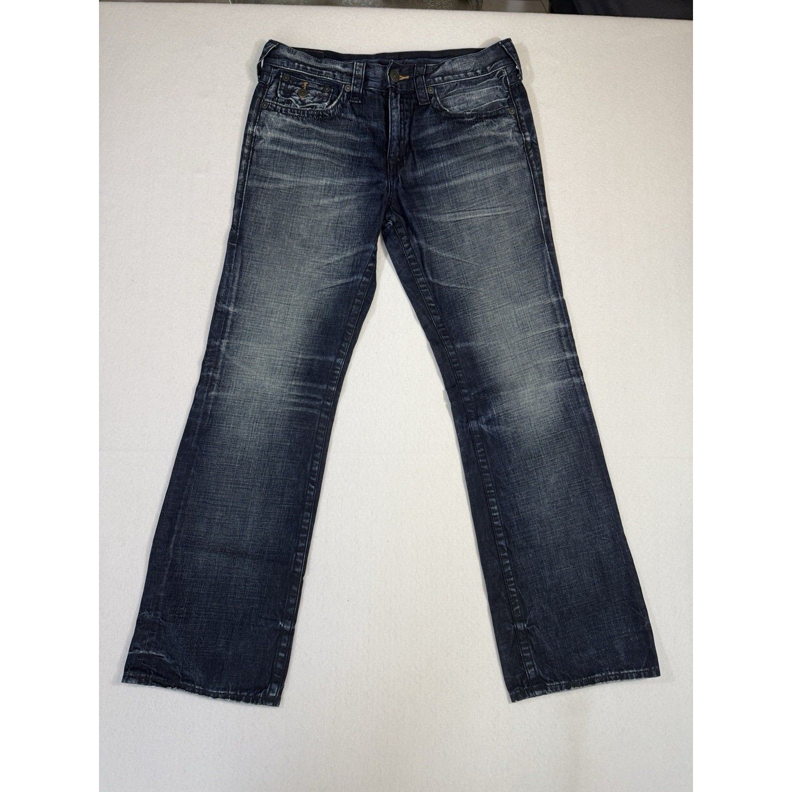 True Religion Billy Bootcut Jeans Mens 33 Dark Wash Relaxed Fit Denim